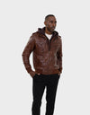 LIAM MEN'S LEATHER JACKET WITH HOOD